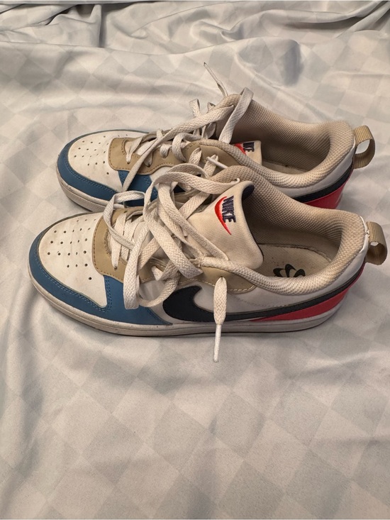 Nike Other - Nike Kids’ Grade School Court Borough Low-Top Sneakers in Blue, Tan, Black & Red